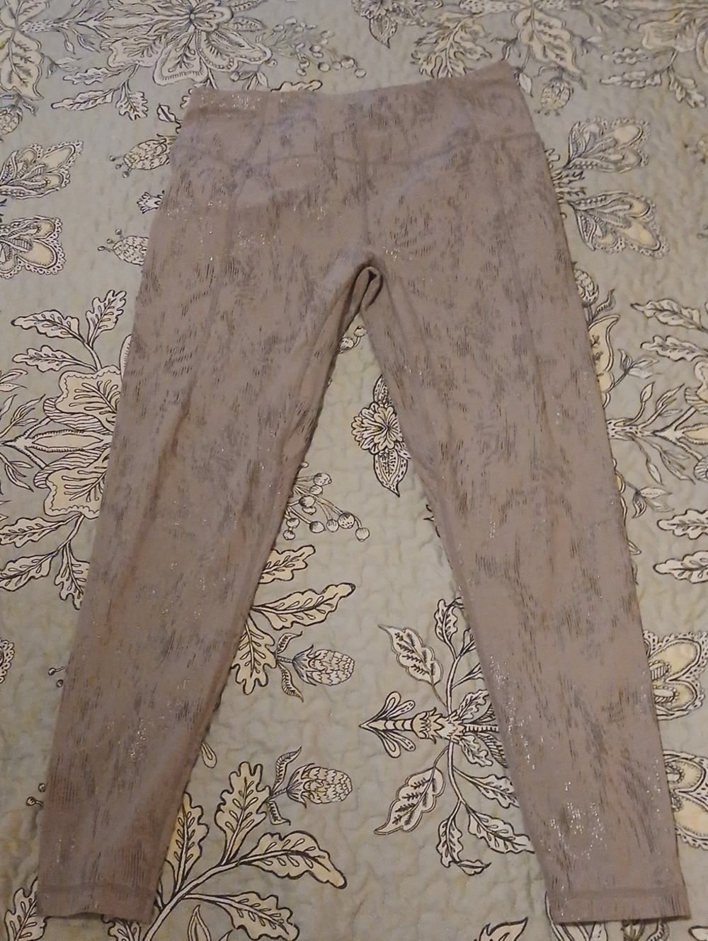 Sweaty Betty Taupe Metallic-Accent Leggings